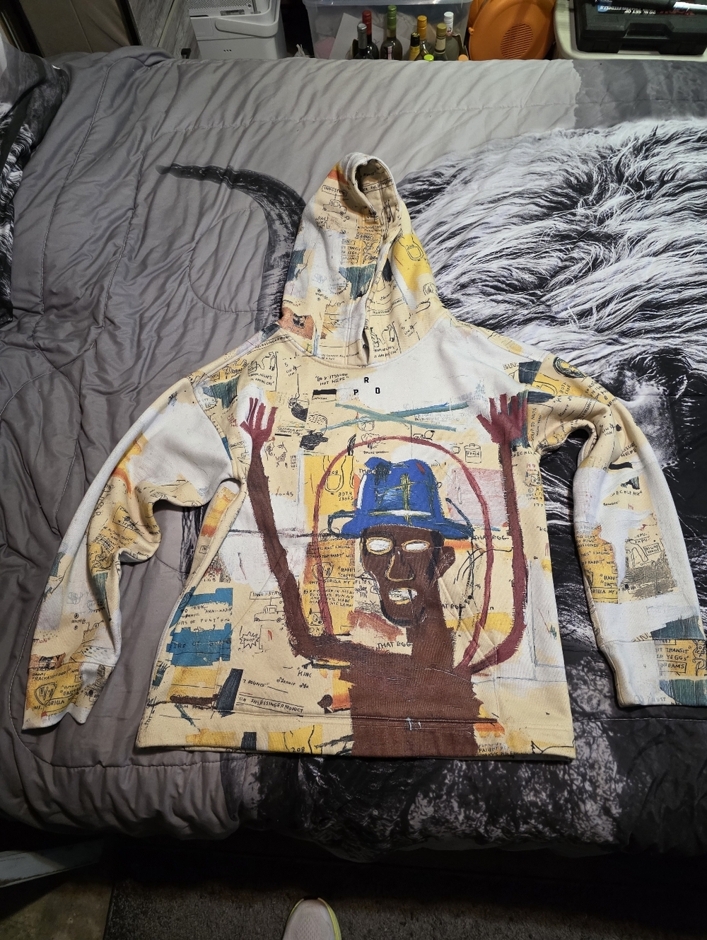 Rome Pays Off X Jean Michel Basquiat Hoodie Sweatshirt Size Large $120